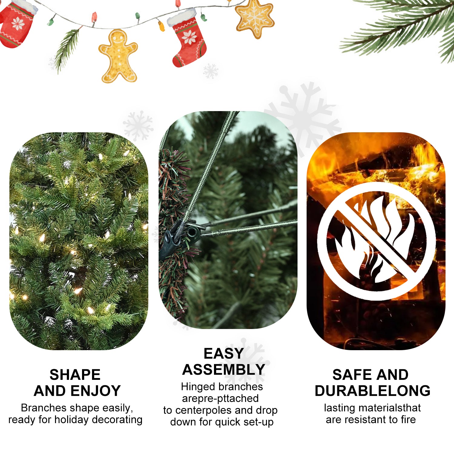 "Versatile PVC/PE Christmas Tree with Built-in UL Lights"
