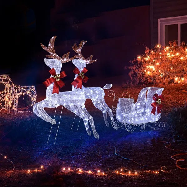 Lighted Reindeer & Sleigh Set with 270 LED Holiday Lights