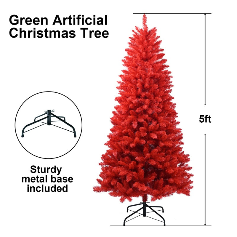 Vibrant Red PVC Christmas Tree with Multiple Size Options