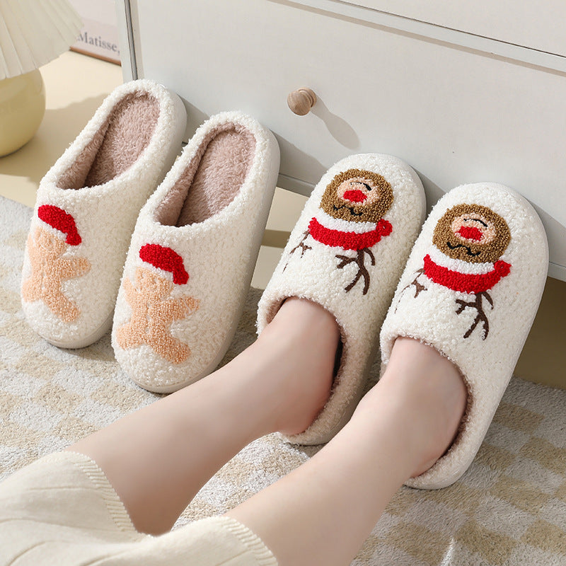 Cozy Cartoon Santa & Animal Winter Slippers for Couples