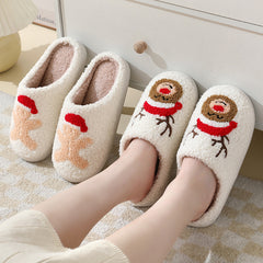 Cozy Cartoon Santa & Animal Winter Slippers for Couples