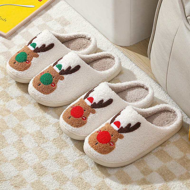 Cozy Christmas Elk Bedroom Slippers - Soft & Stylish House Shoes