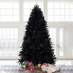 Black Christmas Tree with White Lights, 4ft-9ft, PE/PVC Mix