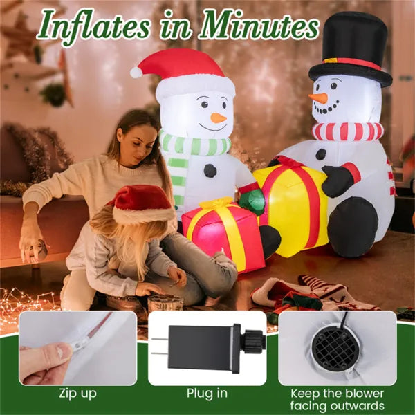 5ft Snowman Christmas Inflatable with LED Lights & Gifts