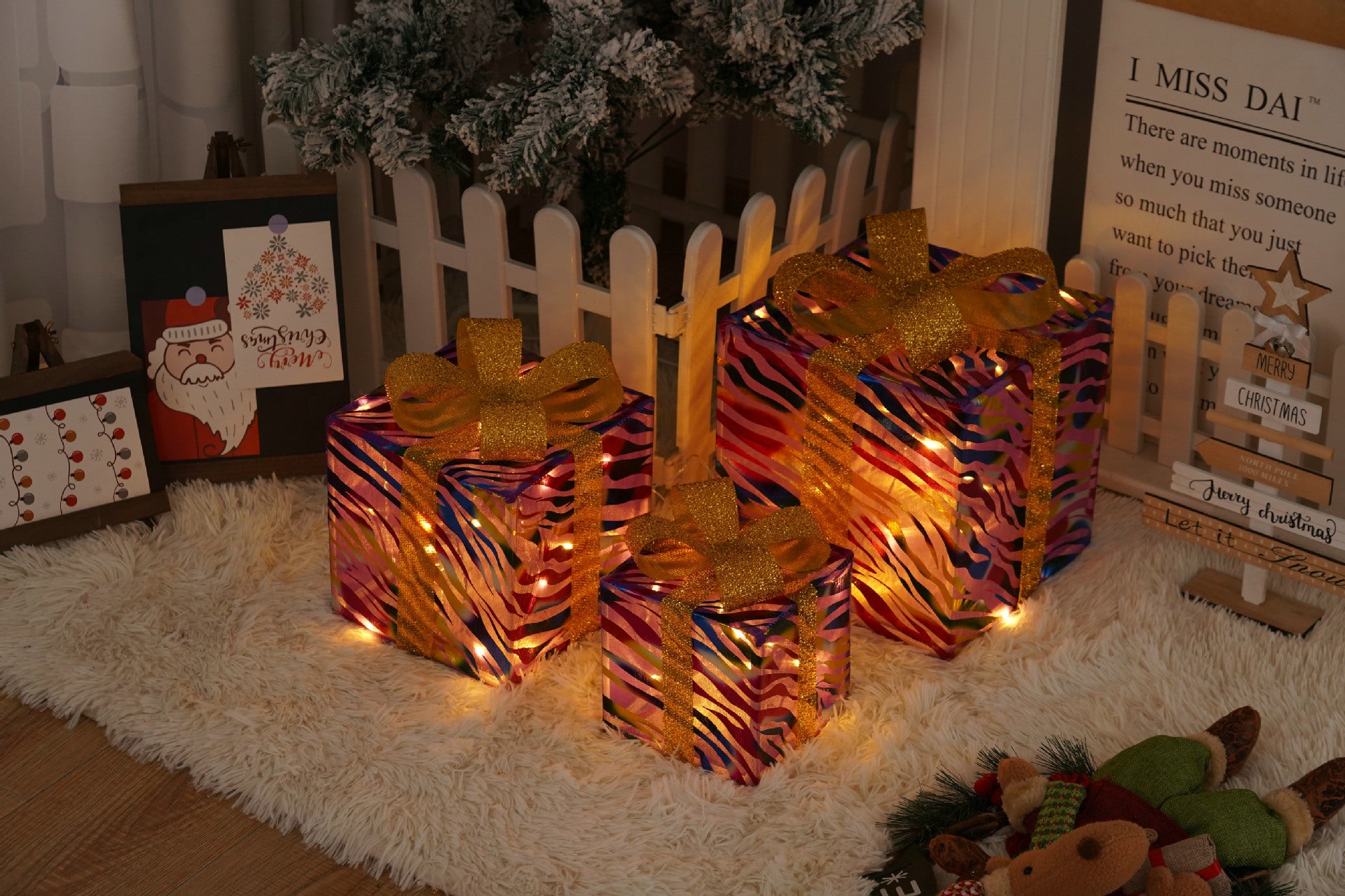 Battery-Powered LED Christmas Gift Box Decoration Lights Set