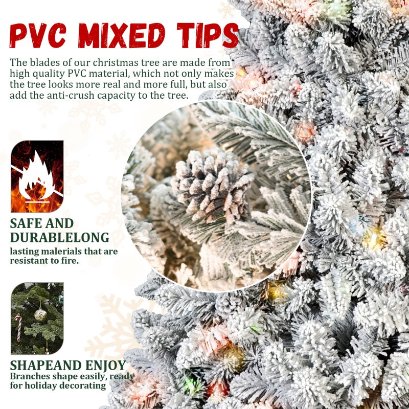 PVC Christmas Tree with Lights, Pine Cones, 4ft to 7ft