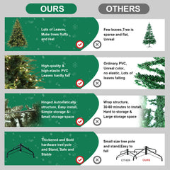 Hybrid PE/PVC Christmas Tree with Lights - Multiple Sizes