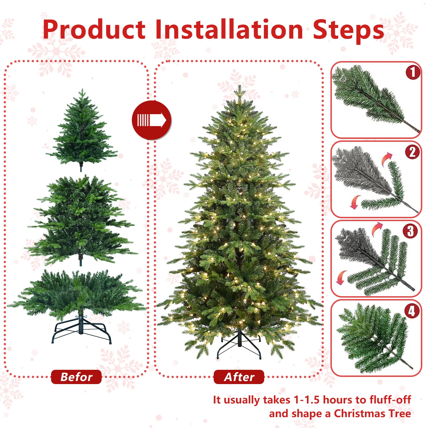 "Versatile PVC/PE Christmas Tree with Built-in UL Lights"