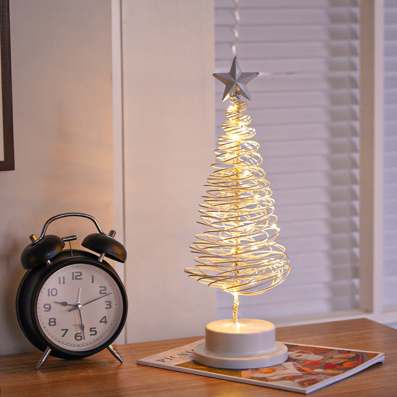 LED Metal Spiral Christmas Tree Decor with Warm Lights