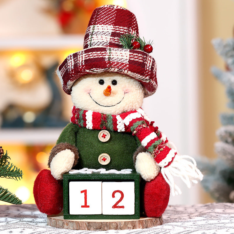 Wooden Christmas Old Man Doll - Cartoon Holiday Decor