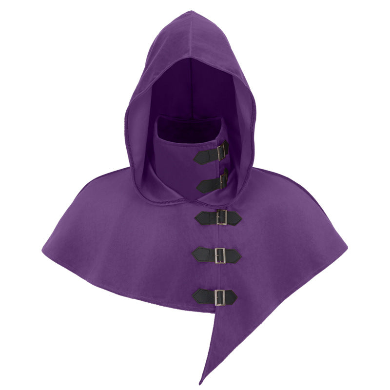 Purple hooded medieval monk robe costume