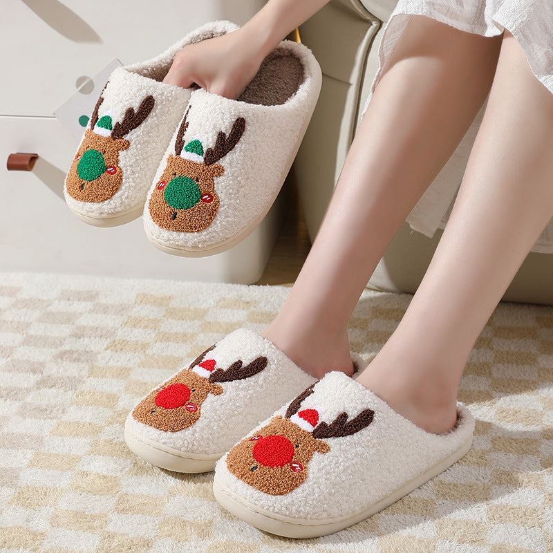Cozy Christmas Elk Bedroom Slippers - Soft & Stylish House Shoes
