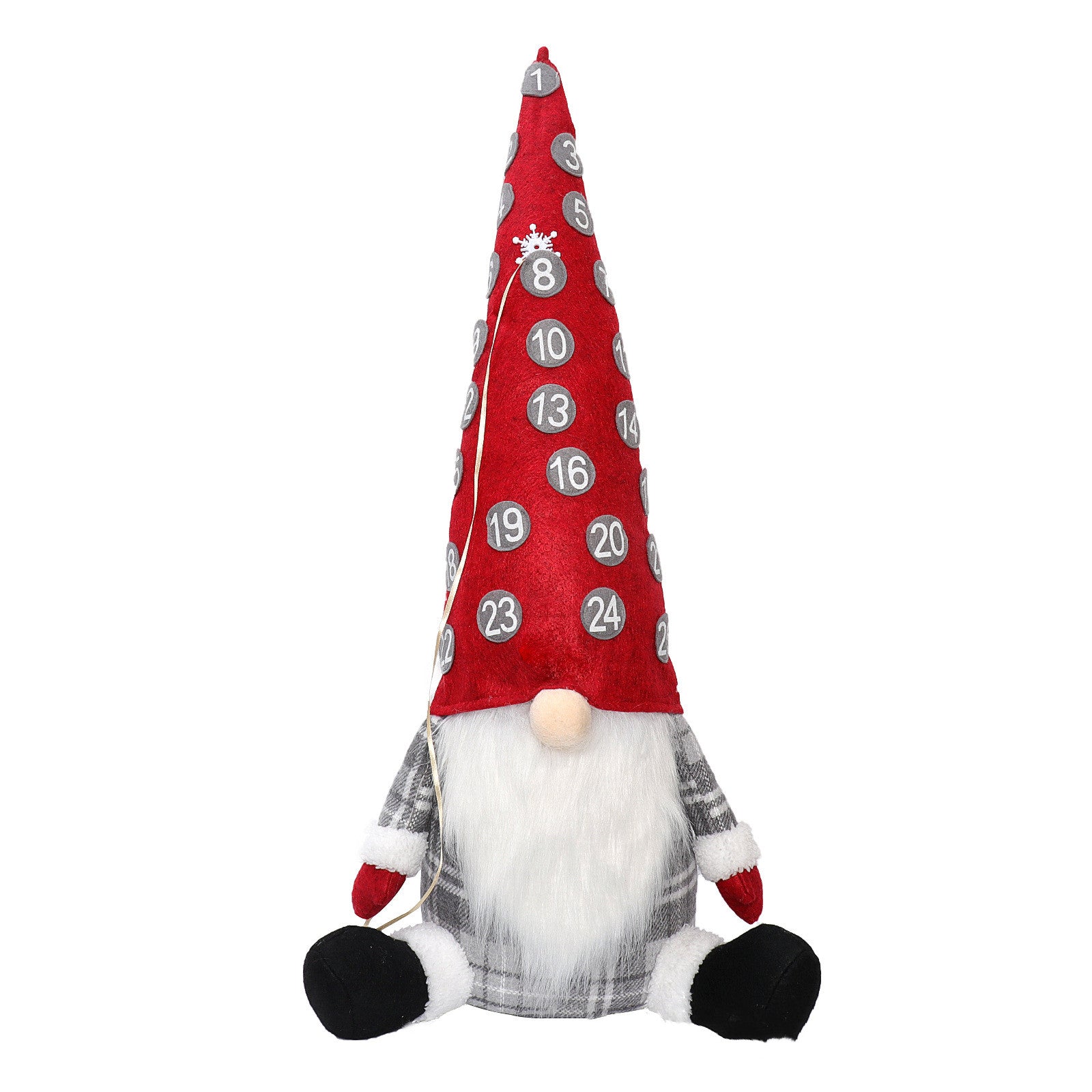 Festive Countdown Christmas Doll Ornaments - Gray/Red Hats