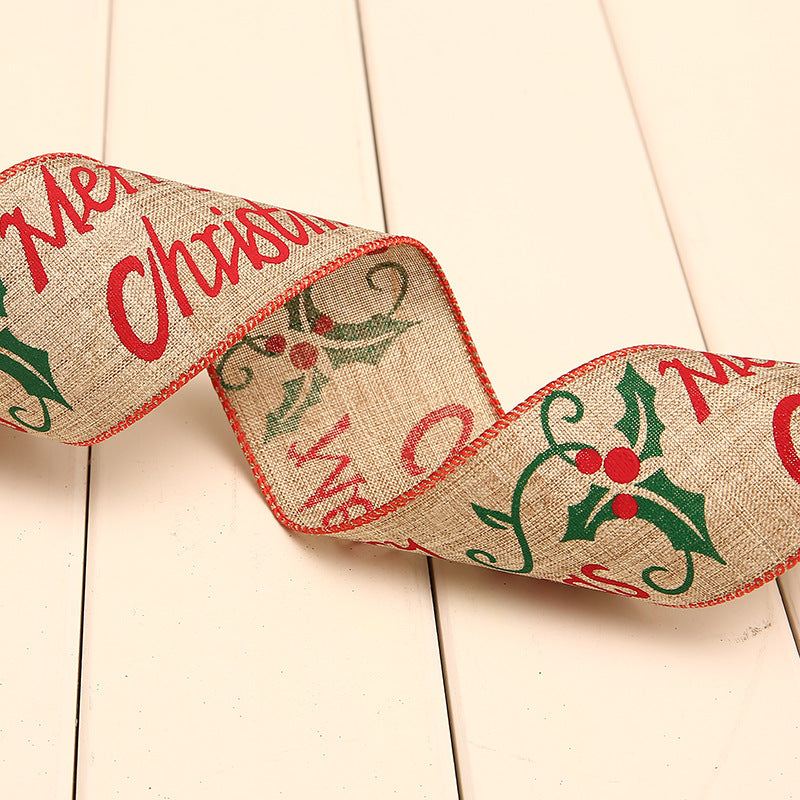 Festive Polka Dot Linen Christmas Ribbon - 2m Variety Set