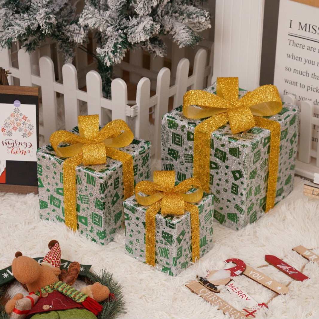 Battery-Powered LED Christmas Gift Box Decoration Lights Set