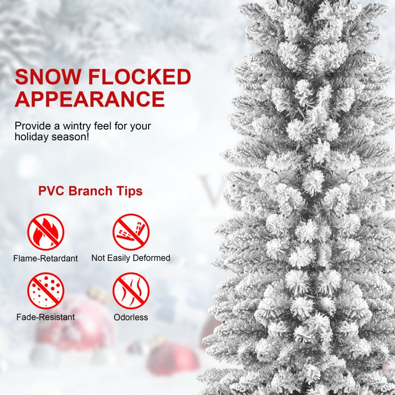 Flocked PVC Pencil Christmas Tree with 6FT & 7FT Options