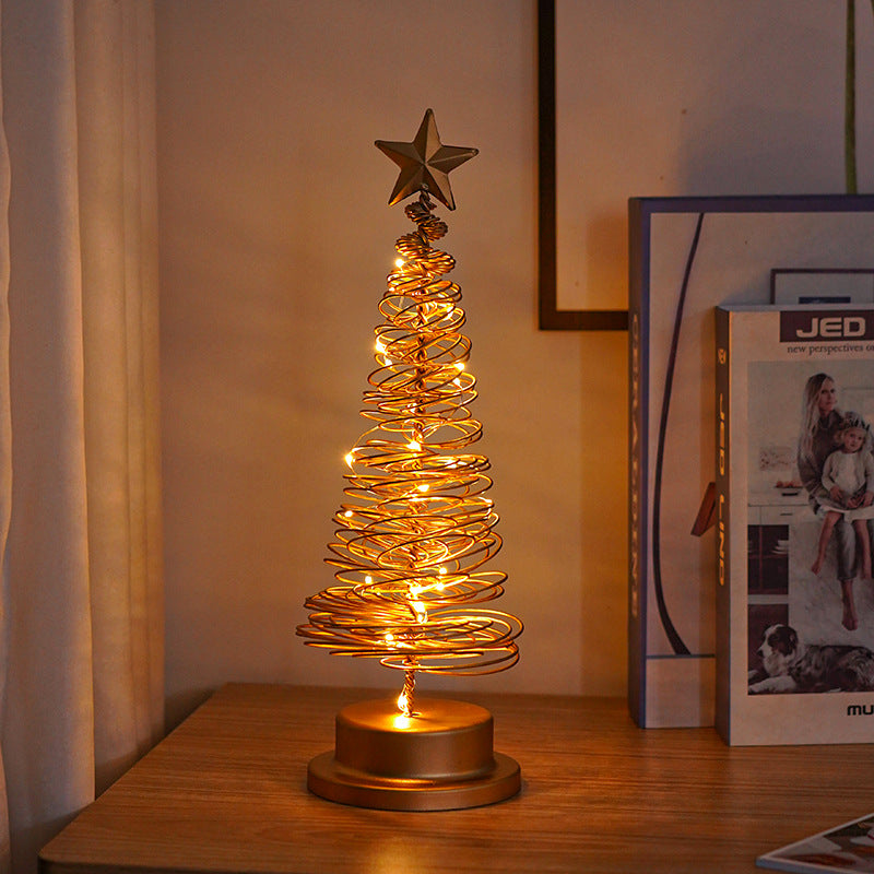 LED Metal Spiral Christmas Tree Decor with Warm Lights