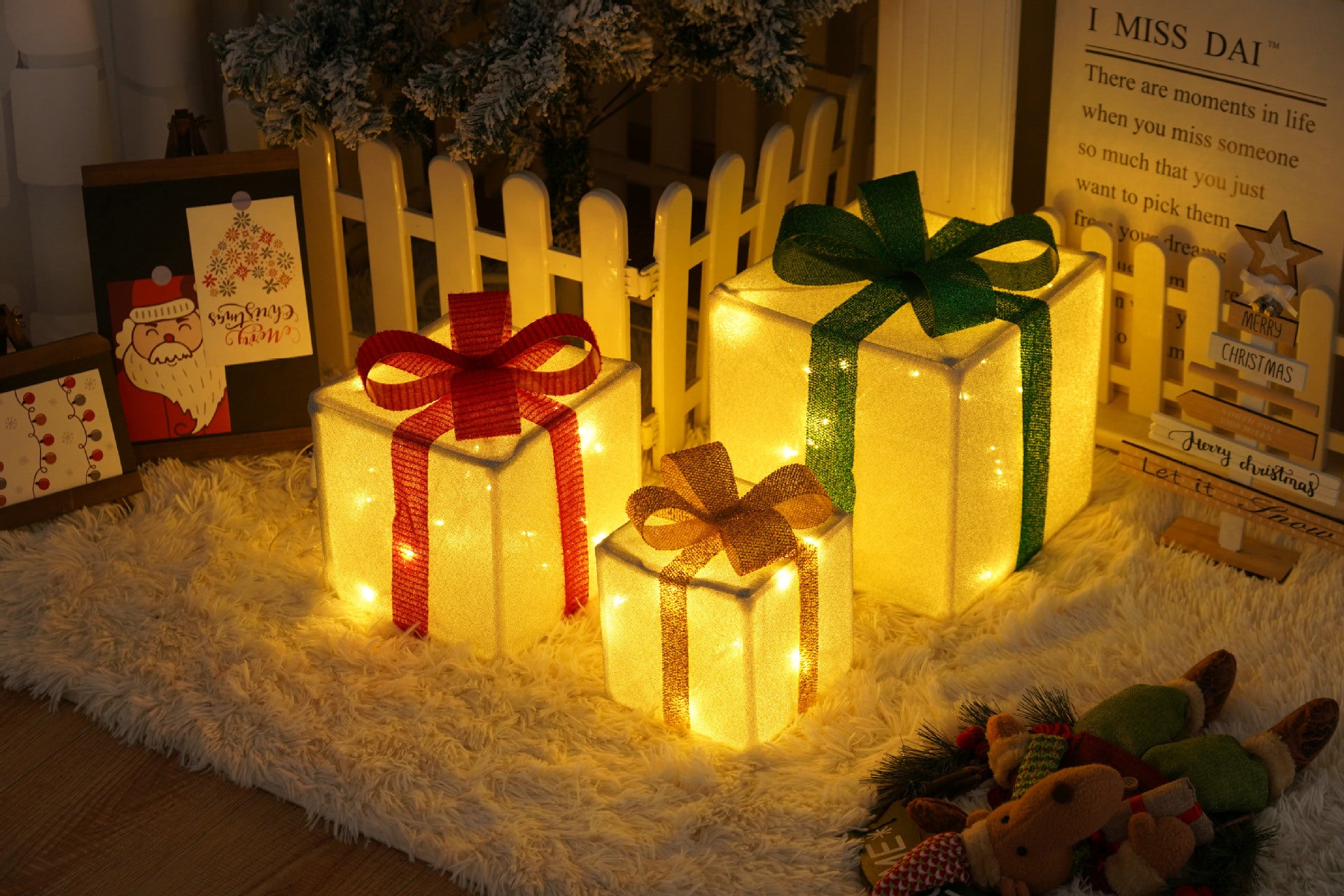 Battery-Powered LED Christmas Gift Box Decoration Lights Set