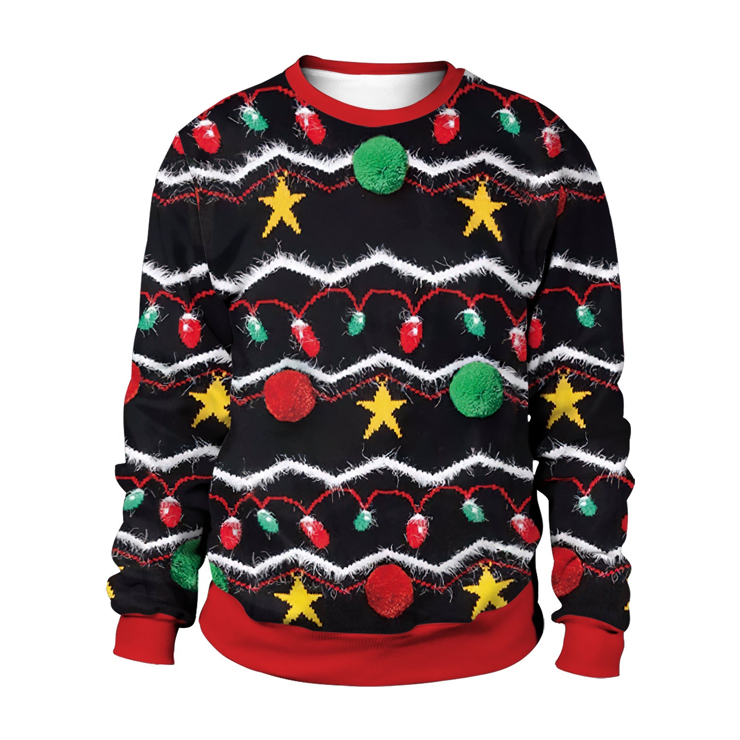 Unisex Digital Print Christmas Sweater - Polyester Top
