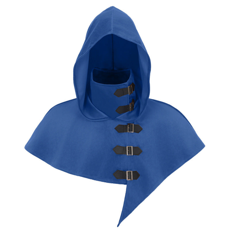 Blue hooded medieval monk robe costume
