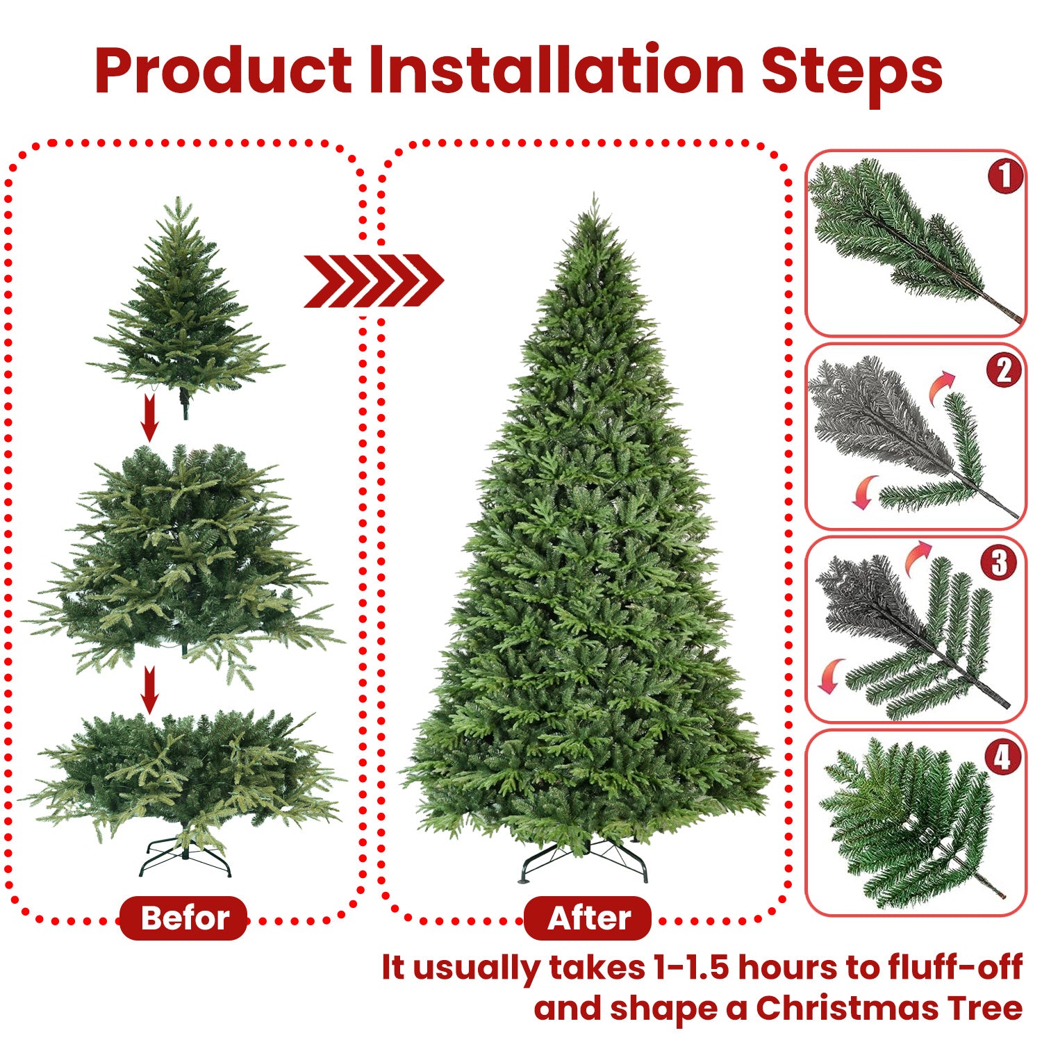 Green PE/PVC Hybrid Christmas Tree with 856-3135 Tips