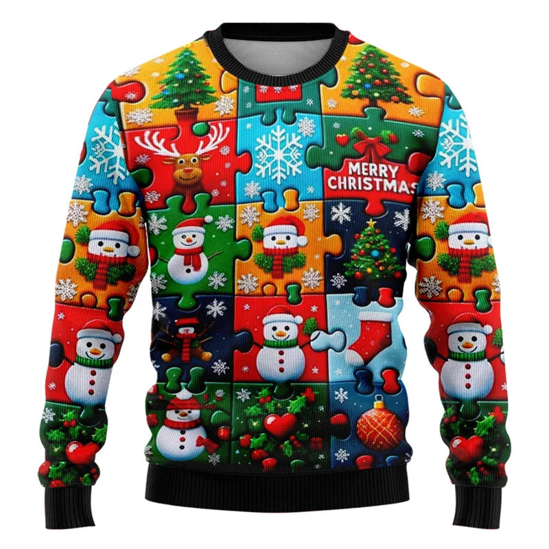 Fashion Hipster 3D Ugly Christmas Sweater Pullover