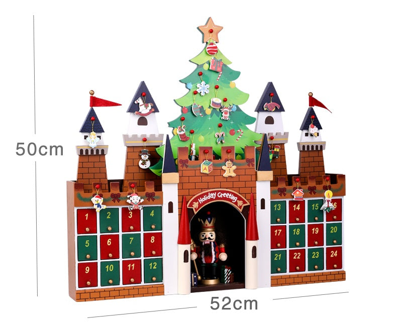 Handcrafted Wooden Christmas Calendar - Red & Green Decor