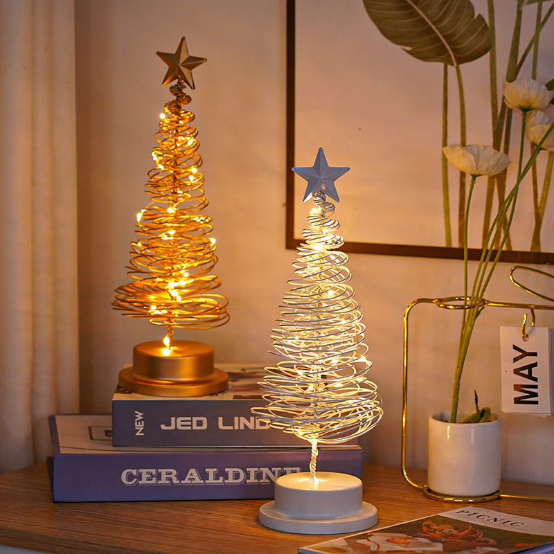 LED Metal Spiral Christmas Tree Decor with Warm Lights