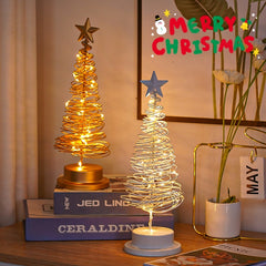 LED Metal Spiral Christmas Tree Decor with Warm Lights