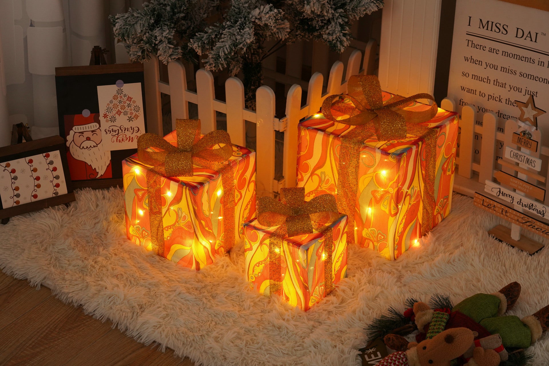 Battery-Powered LED Christmas Gift Box Decoration Lights Set