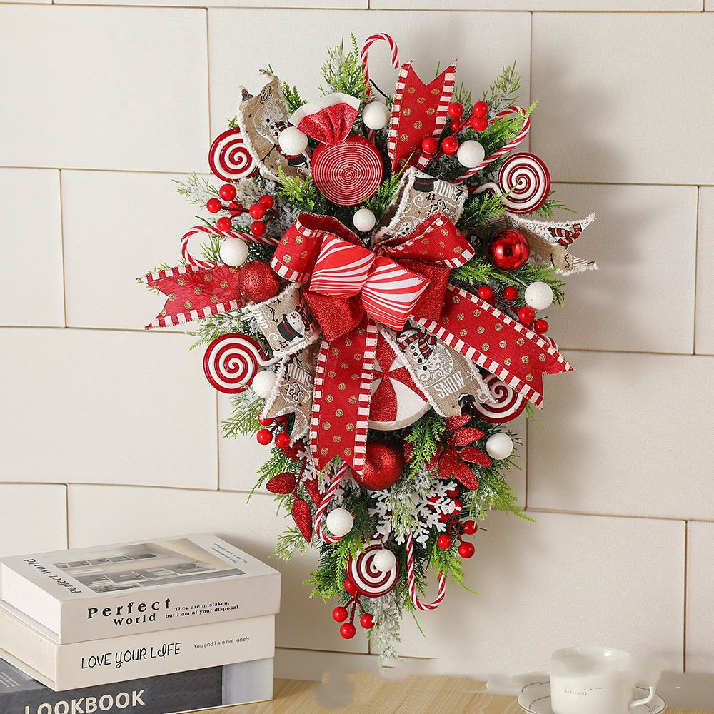 Festive Christmas Wreath & Upside Down Tree Garland Decor