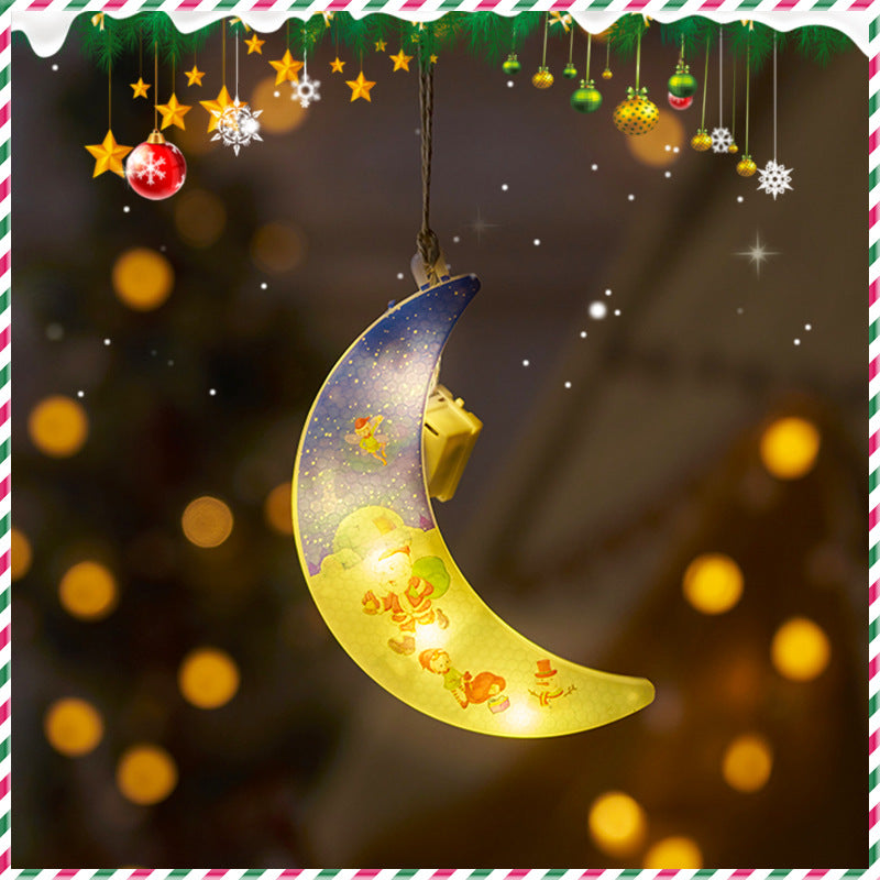 Festive Hanging Christmas Lights with Decorative Characters