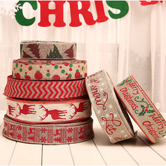 Festive Polka Dot Linen Christmas Ribbon - 2m Variety Set