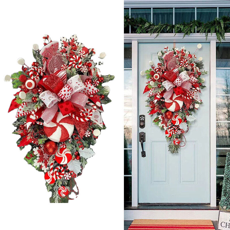 Festive Christmas Wreath & Upside Down Tree Garland Decor