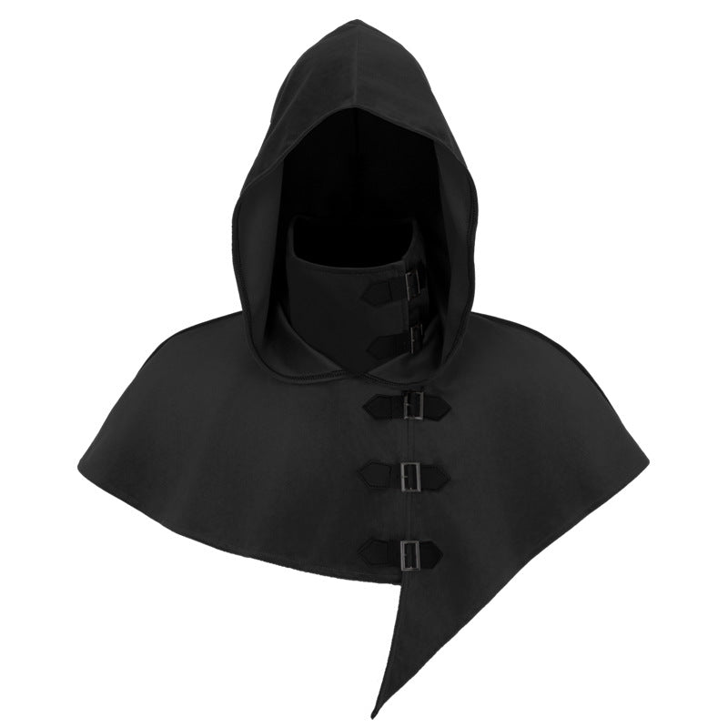 Black hooded medieval monk robe costume