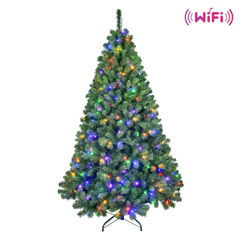 6ft & 7ft PVC Christmas Trees with Wifi Lights & Decorations