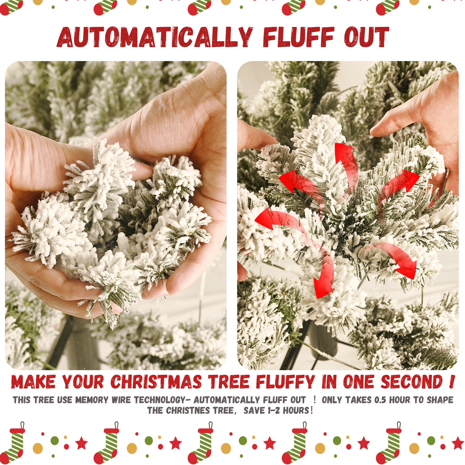 7.5ft & 8ft Mixed PVC/PE Christmas Trees with Memory Wire
