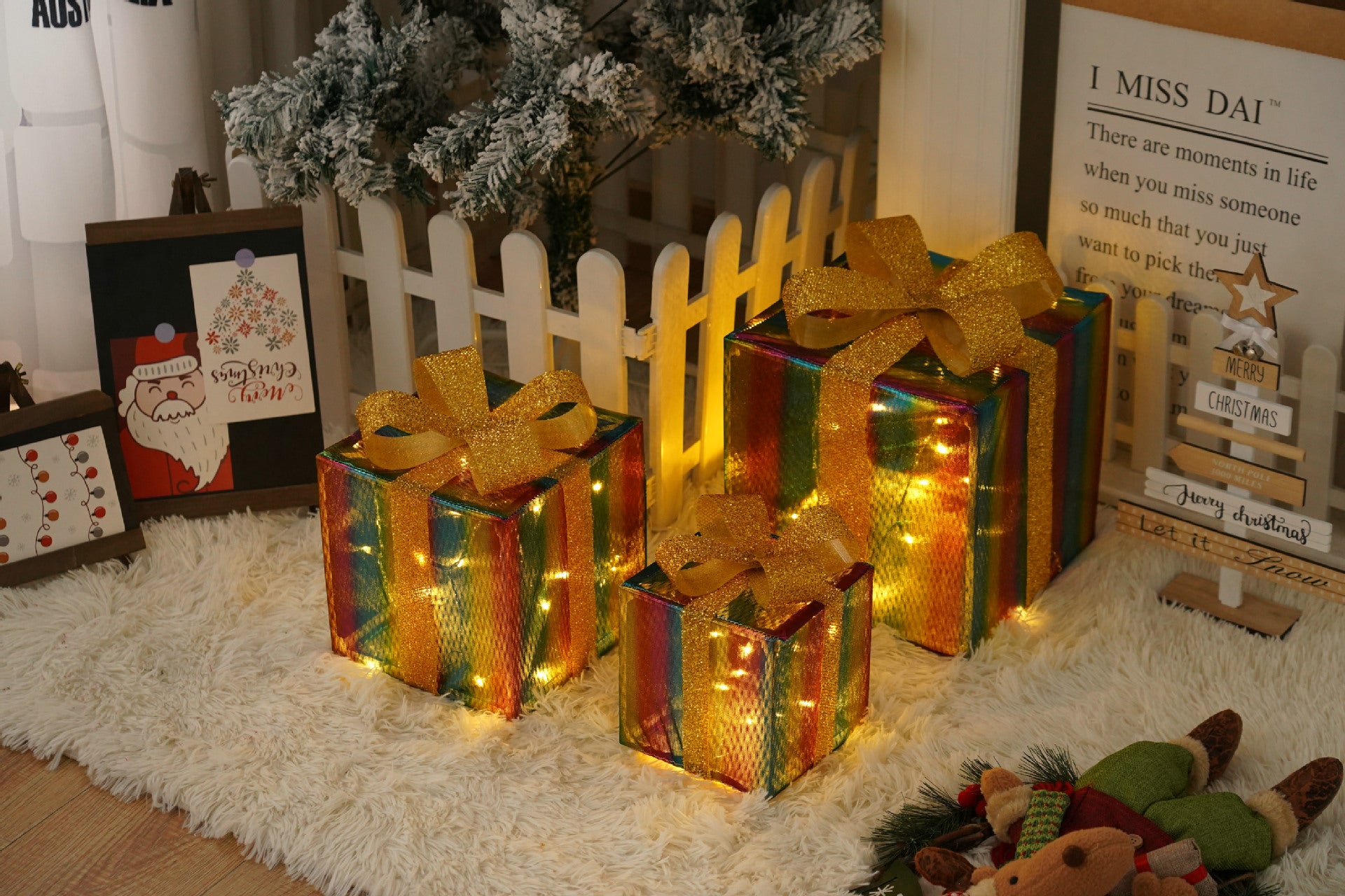 Battery-Powered LED Christmas Gift Box Decoration Lights Set