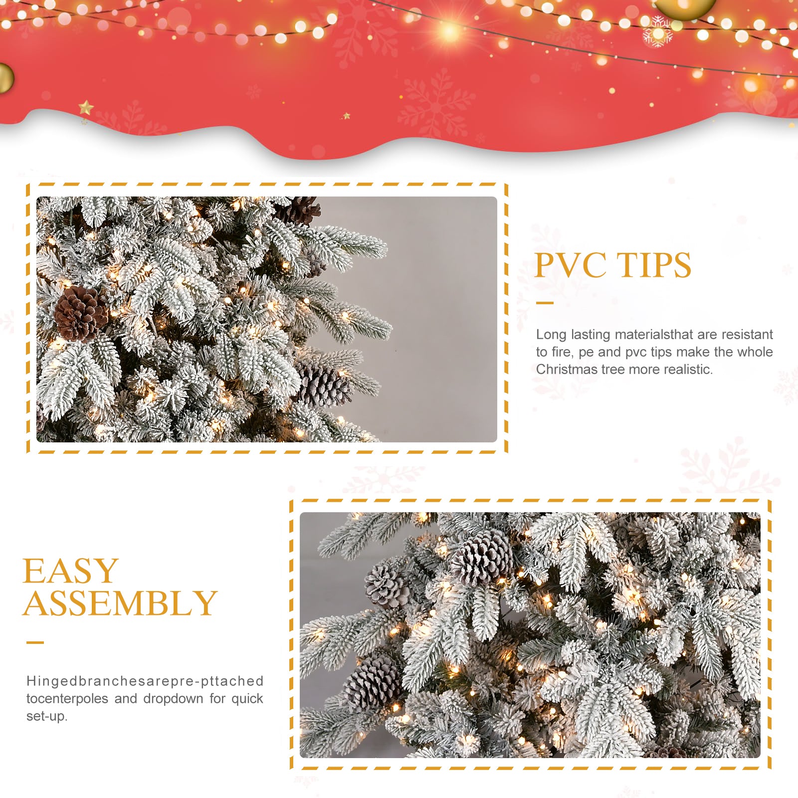 7.5ft to 9ft Automatic Flocking PE/PVC Christmas Trees