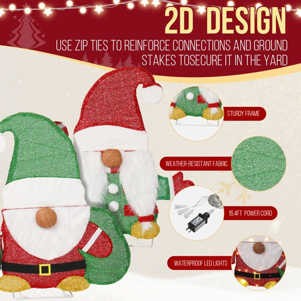 Lighted Gnome & Candy Cane Christmas Decor with 80 LEDs
