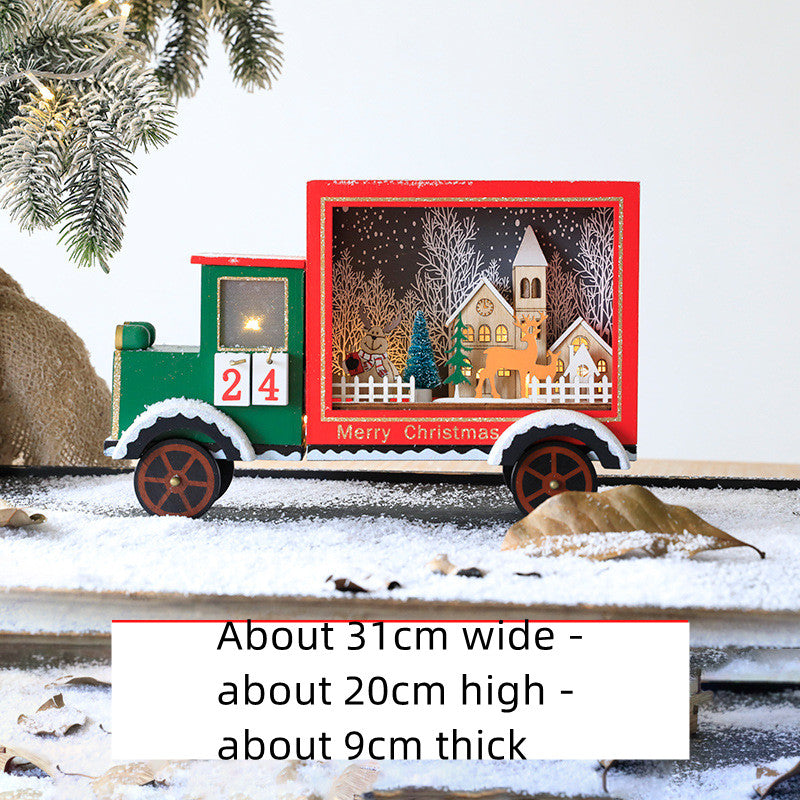 Handcrafted Wooden Christmas Calendar - Red & Green Decor