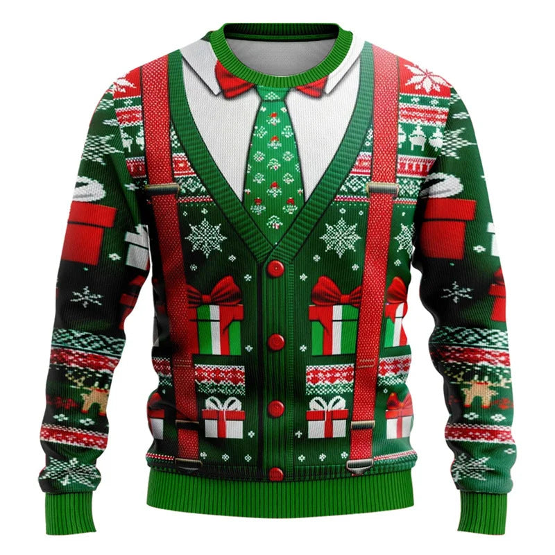 Fashion Hipster 3D Ugly Christmas Sweater Pullover
