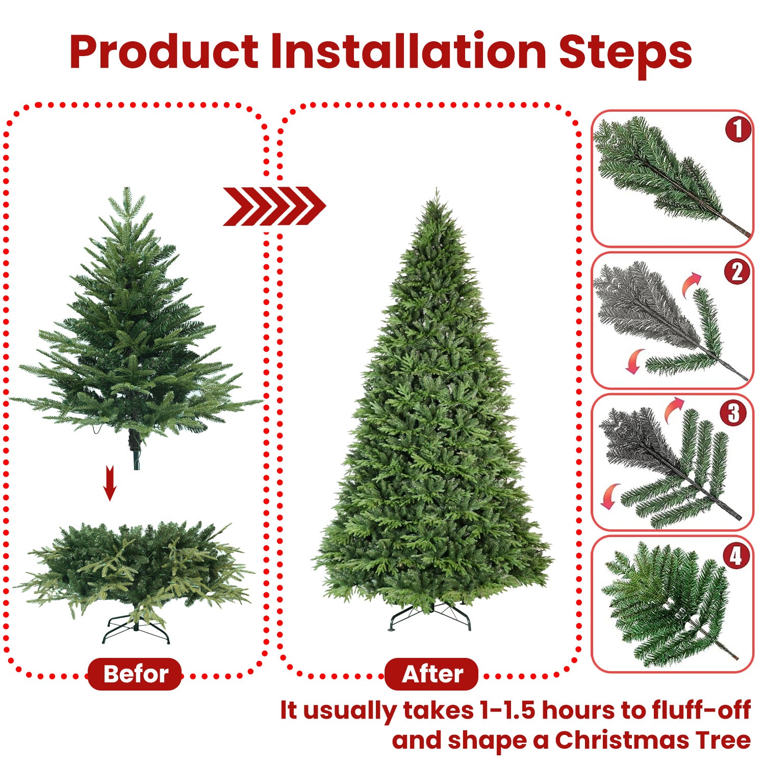 Green PE/PVC Hybrid Christmas Tree with 856-3135 Tips