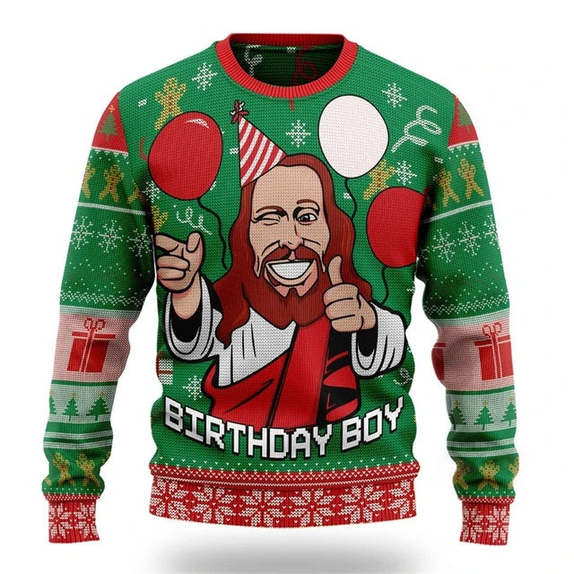 Unisex Funny Cartoon Santa Ugly Christmas Sweater Pullover