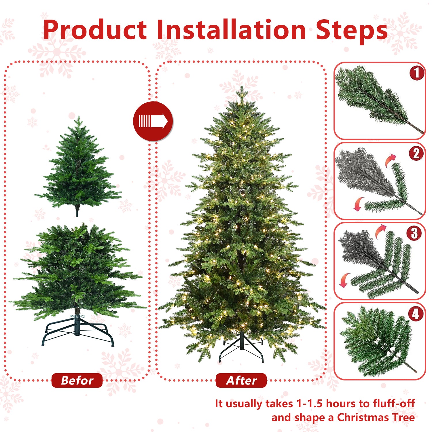 "Versatile PVC/PE Christmas Tree with Built-in UL Lights"