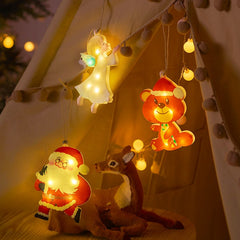 Festive Hanging Christmas Lights with Decorative Characters