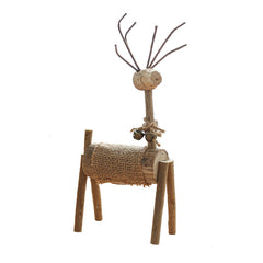 Hand-Carved Solid Wood Deer Ornaments - Christmas Decor