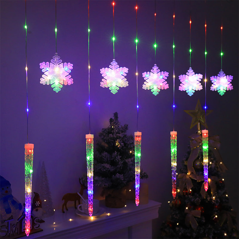 Colorful Snowflake Icicle USB Lights - 8 Modes for Christmas
