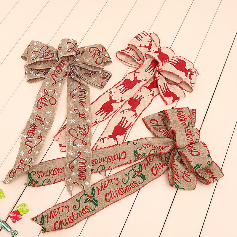 Festive Polka Dot Linen Christmas Ribbon - 2m Variety Set