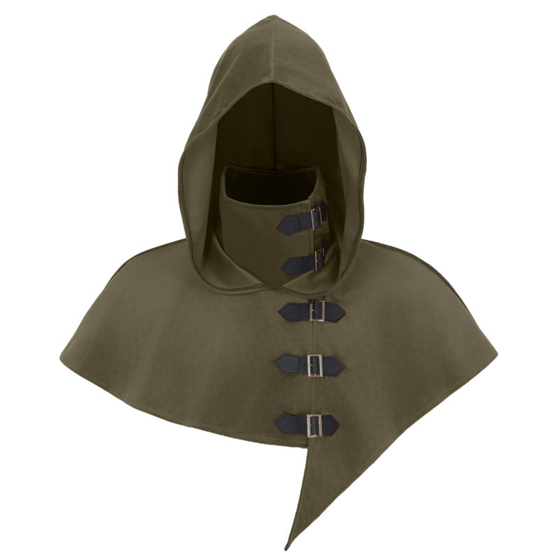 Green hooded medieval monk robe costume